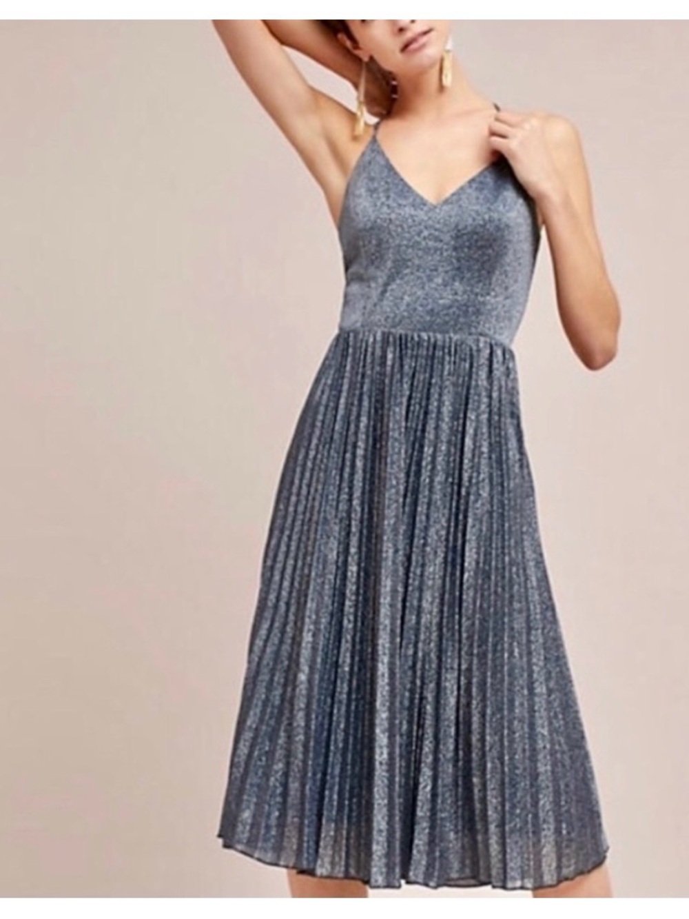 Anthropologie x Elevenses Lunar Pleated Midi Dress
